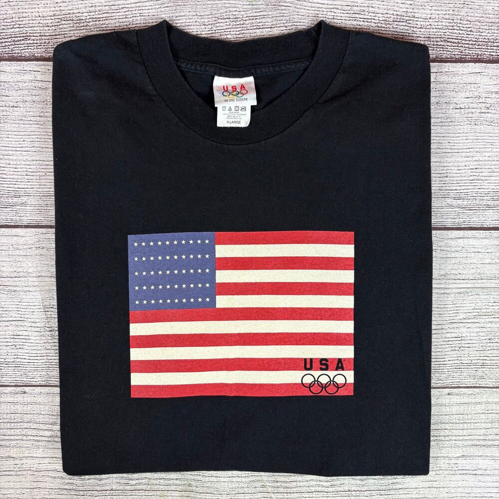 Vintage 1990s USA Olympics Flag Graphic T-shirt